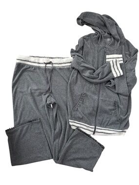 Silverwear Grey Varsity Stripe Hoodie & Jogger Lounge Set M top; S bottom